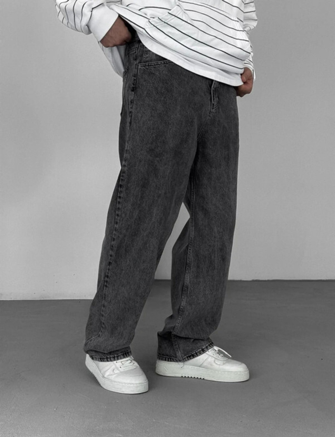 Image of INDIGOX Straight Fit Men Dark Grey Jeans