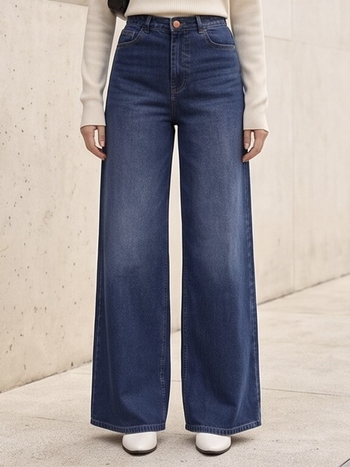 Image of MERCEL Wide Leg Women Blue Jeans