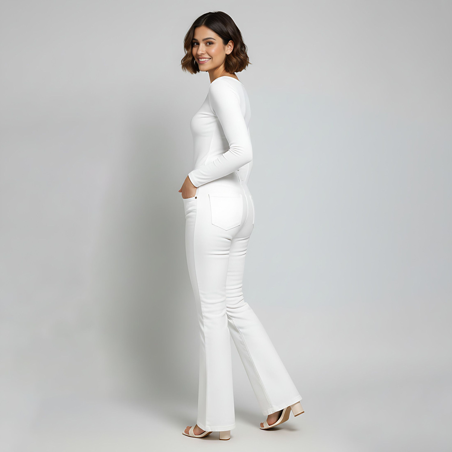 Image of YES TEN Flared Women White Jeans