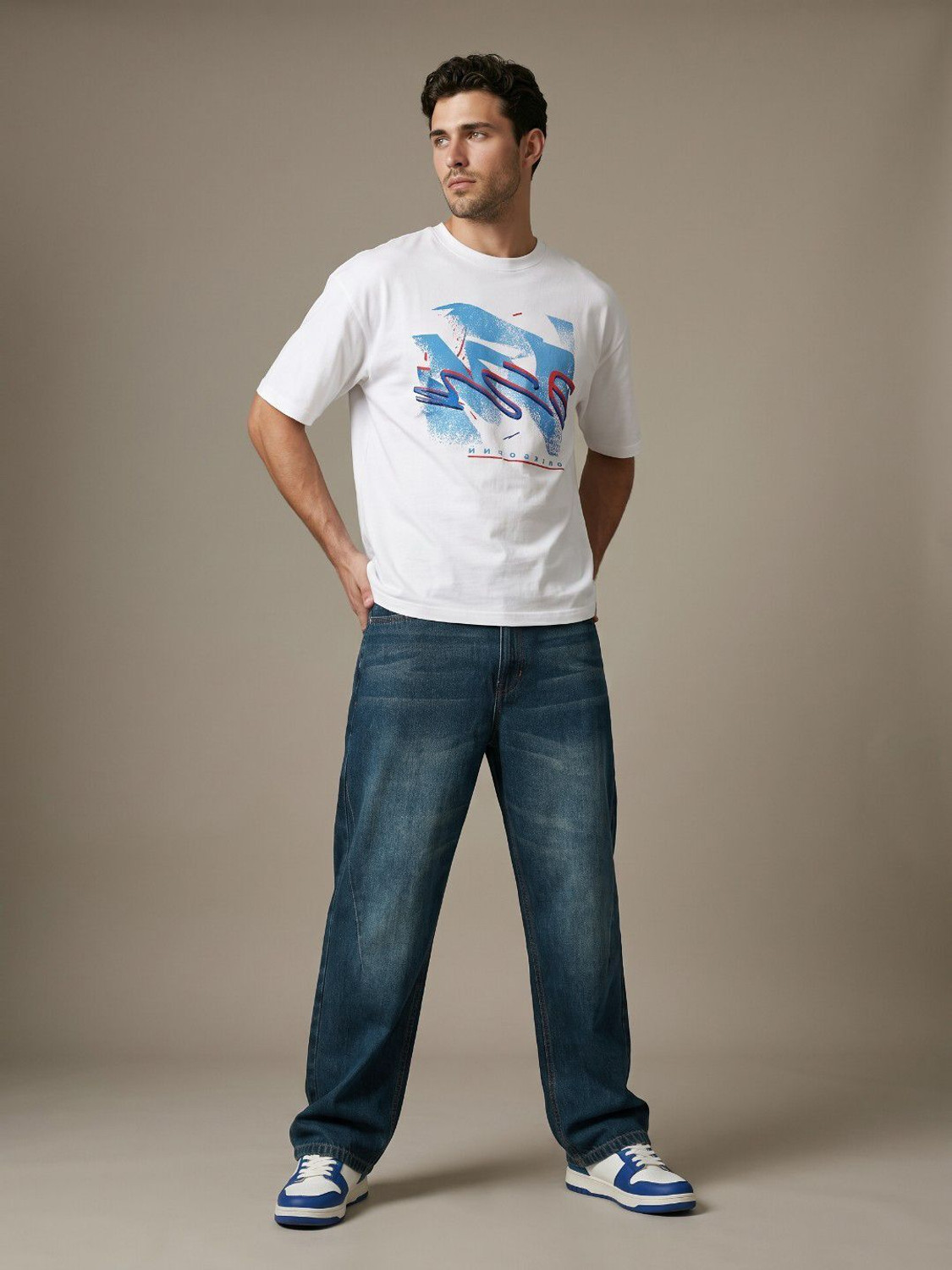 Image of Glitchez Loose Fit Men Blue Jeans