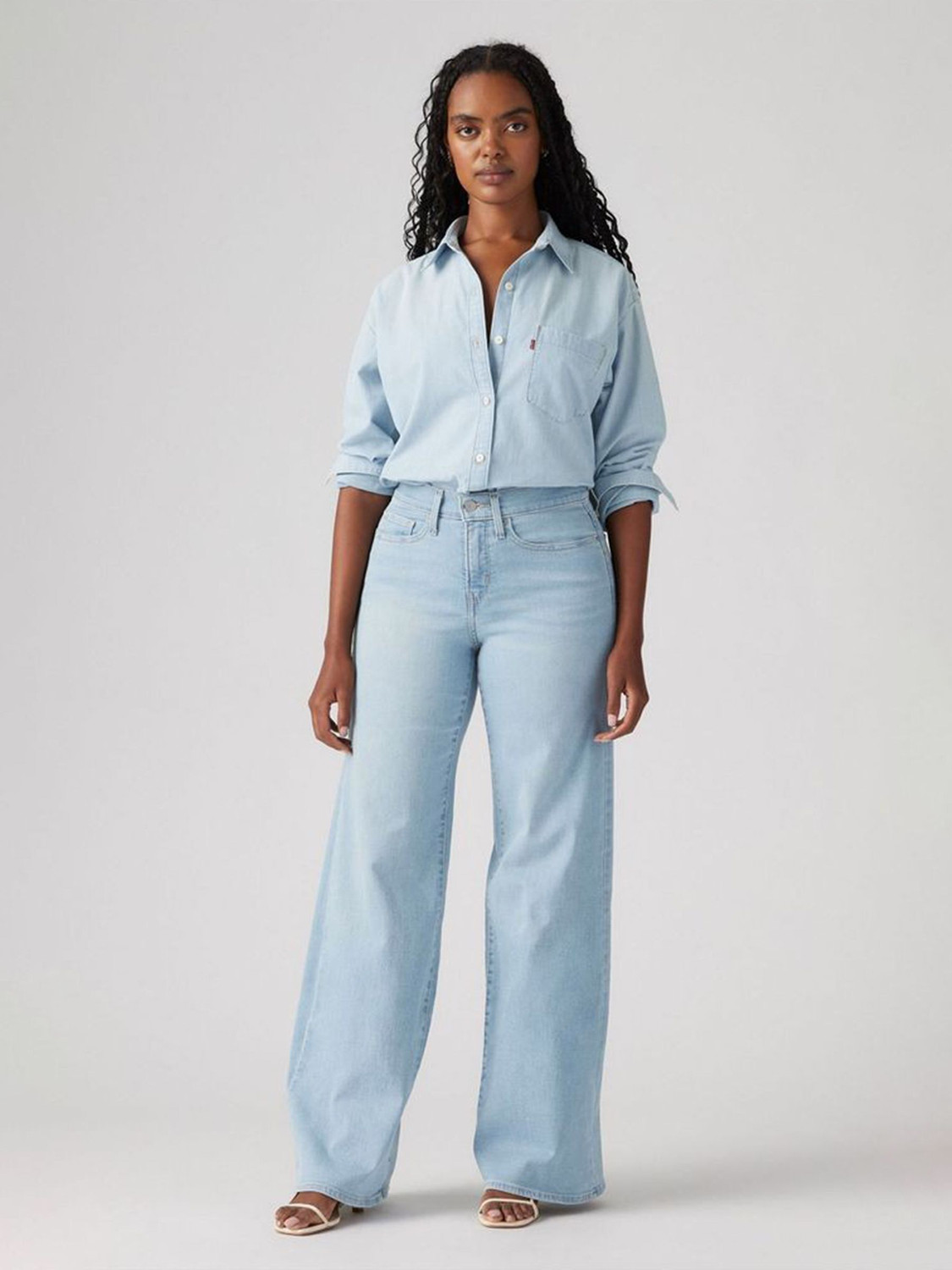 Image of KOTTY Wide Leg Women Blue Jeans