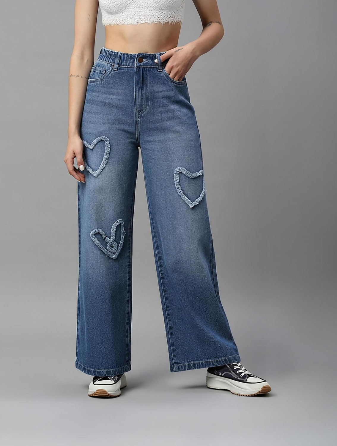 Image of TARAMA Flared Women Blue Jeans