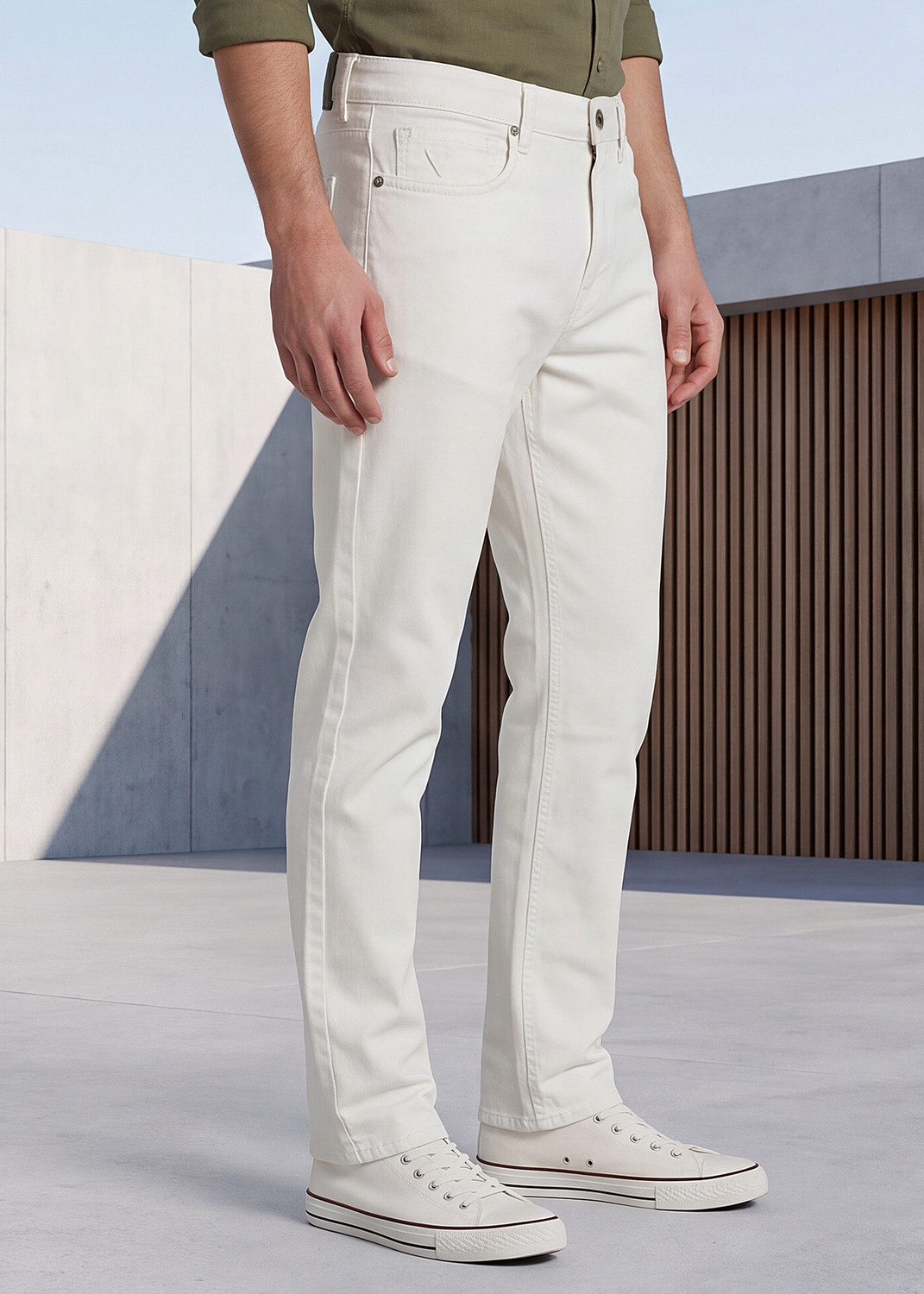 Image of LAWMAN Straight Fit Men White Jeans