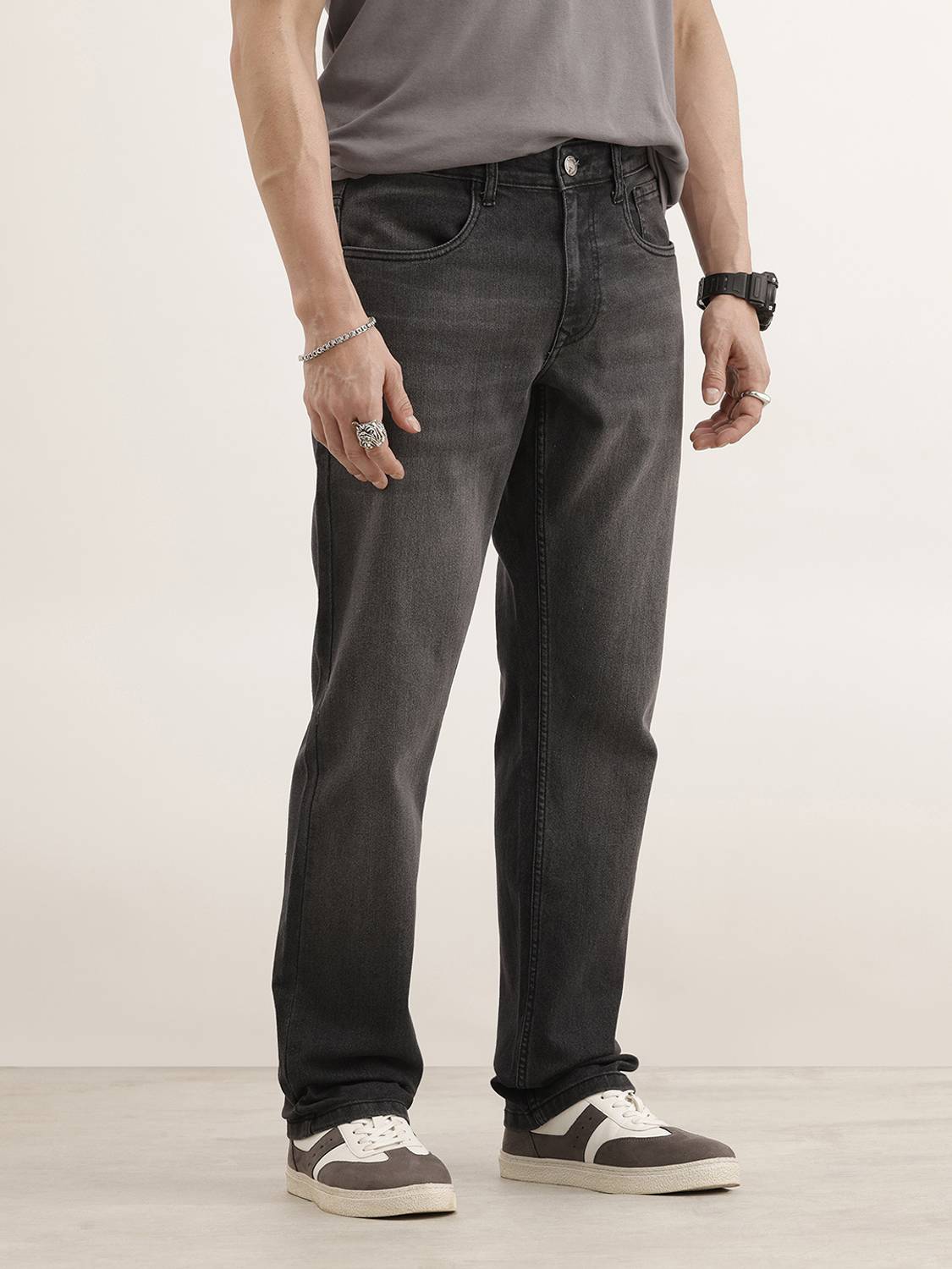 WROGN Straight Fit Grey Jeans - Image 4