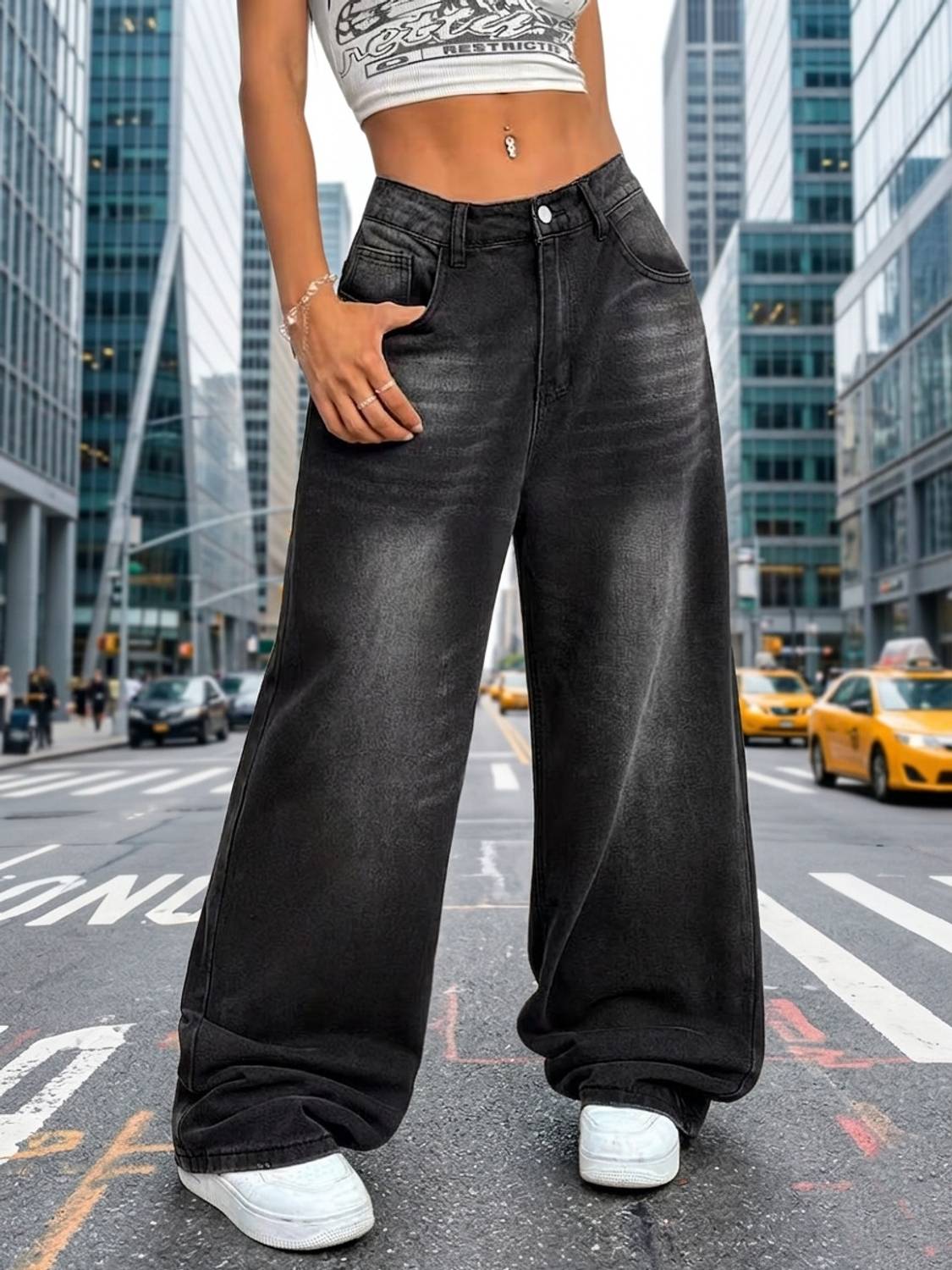 A1TUFF Wide Leg Women Black Jeans
