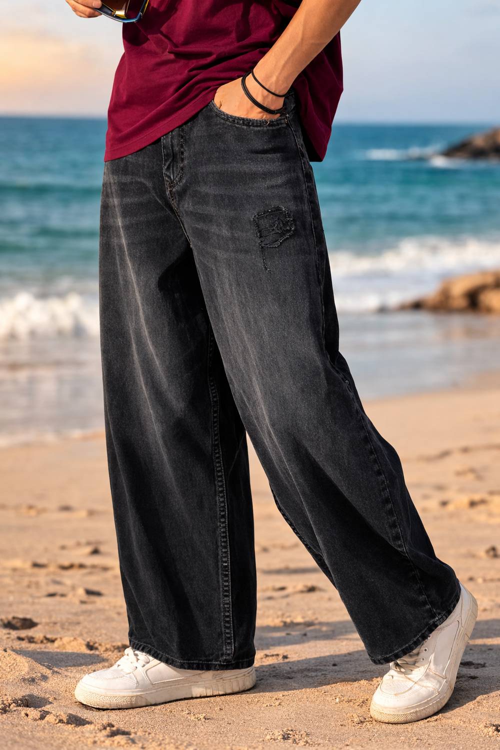 ujas Wide Leg Black Jeans - Image 1