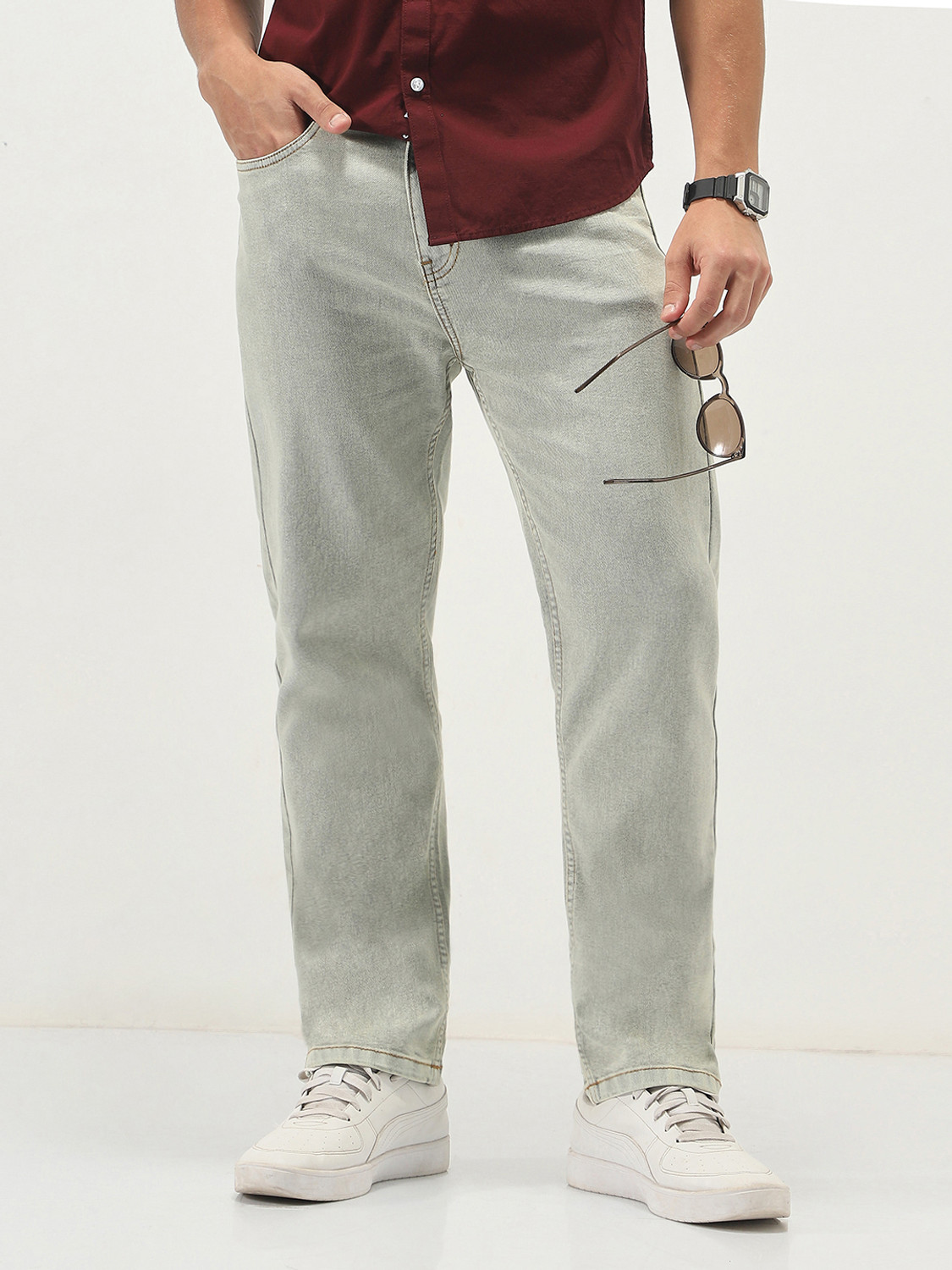 Image of Urbano Fashion Straight Fit Men Grey Jeans