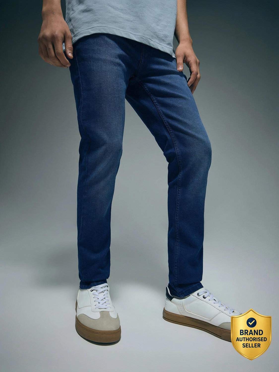 Image of FLYING MACHINE Slim Men Dark Blue Jeans