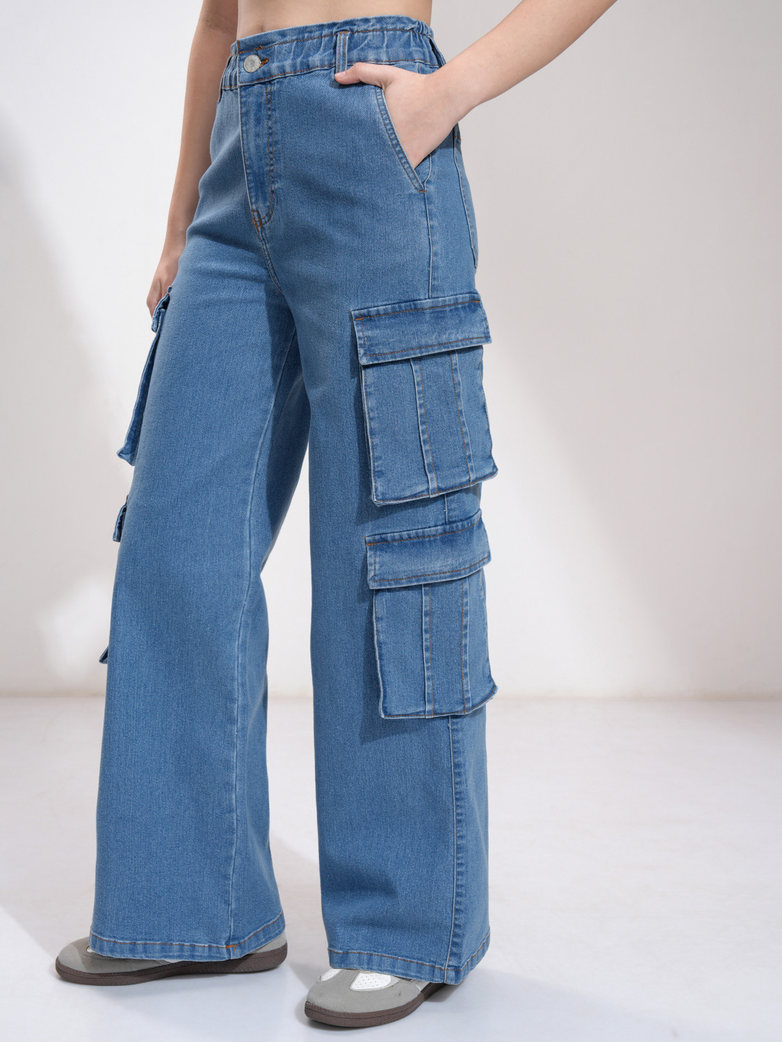 Image of Tokyo Talkies Wide Leg Women Blue Jeans