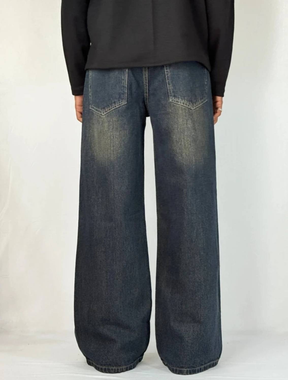 U4Denim Wide Leg Dark Blue Jeans - Image 2