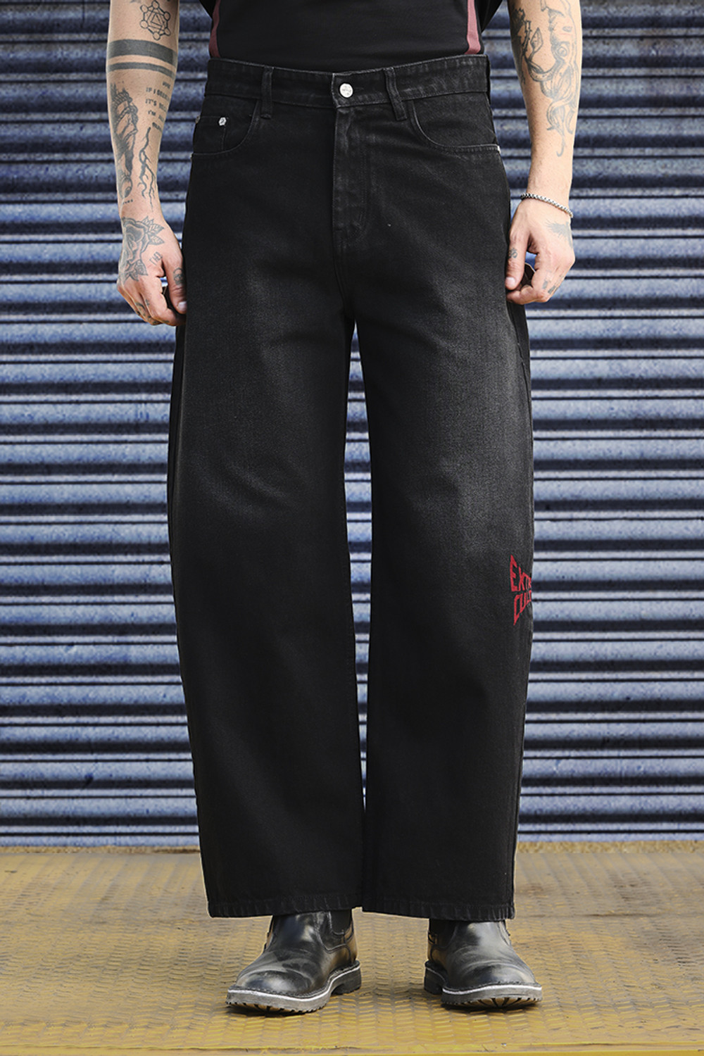 Image of Snitch Loose Fit Men Black Jeans
