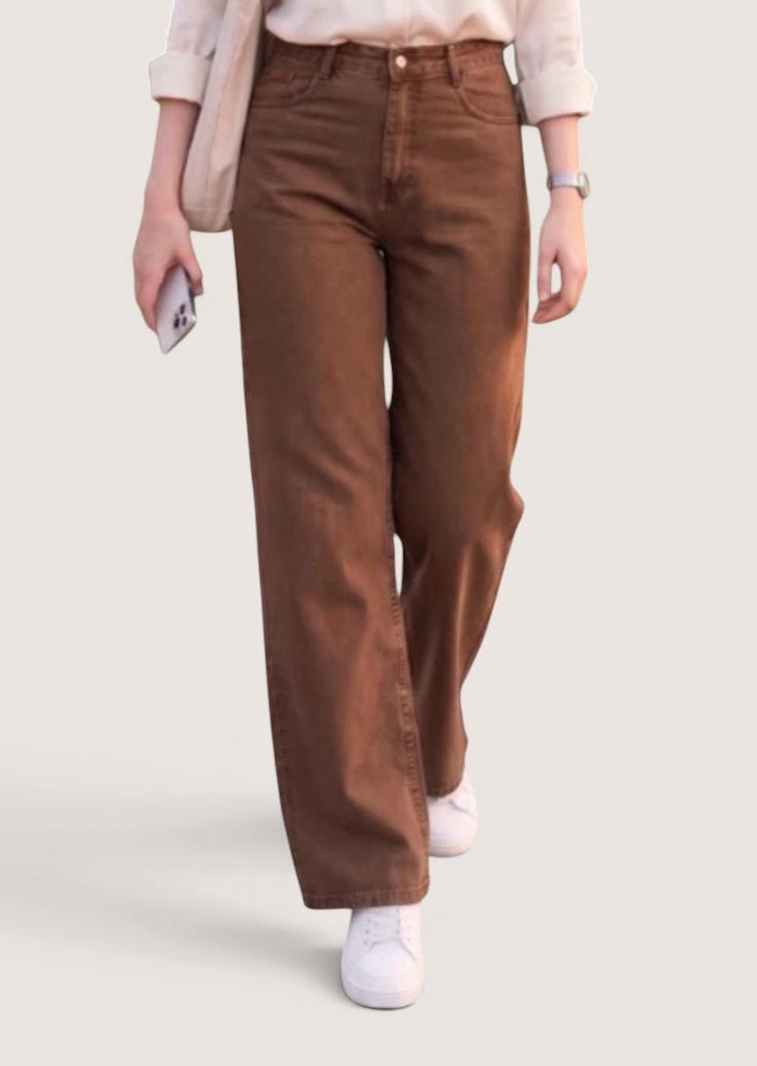 Image of Angelo Wide Leg Women Brown Jeans
