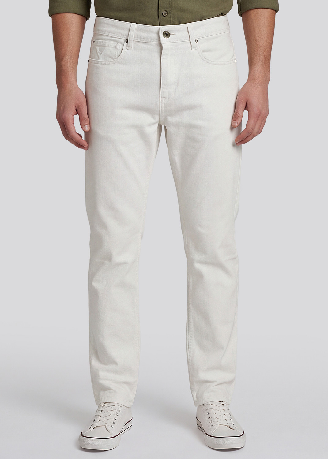 Image of LAWMAN Straight Fit Men White Jeans