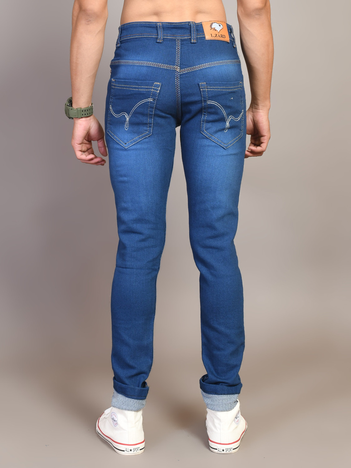 Image of Lzard Slim Men Dark Blue Jeans
