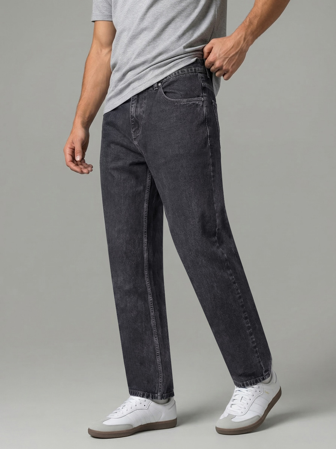 Image of Urbano Fashion Relaxed Fit Men Grey Jeans