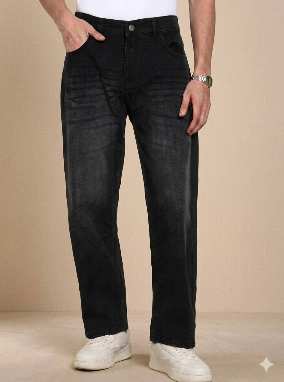 RKDENIM Loose Fit Men Dark Grey Jeans - Image 1