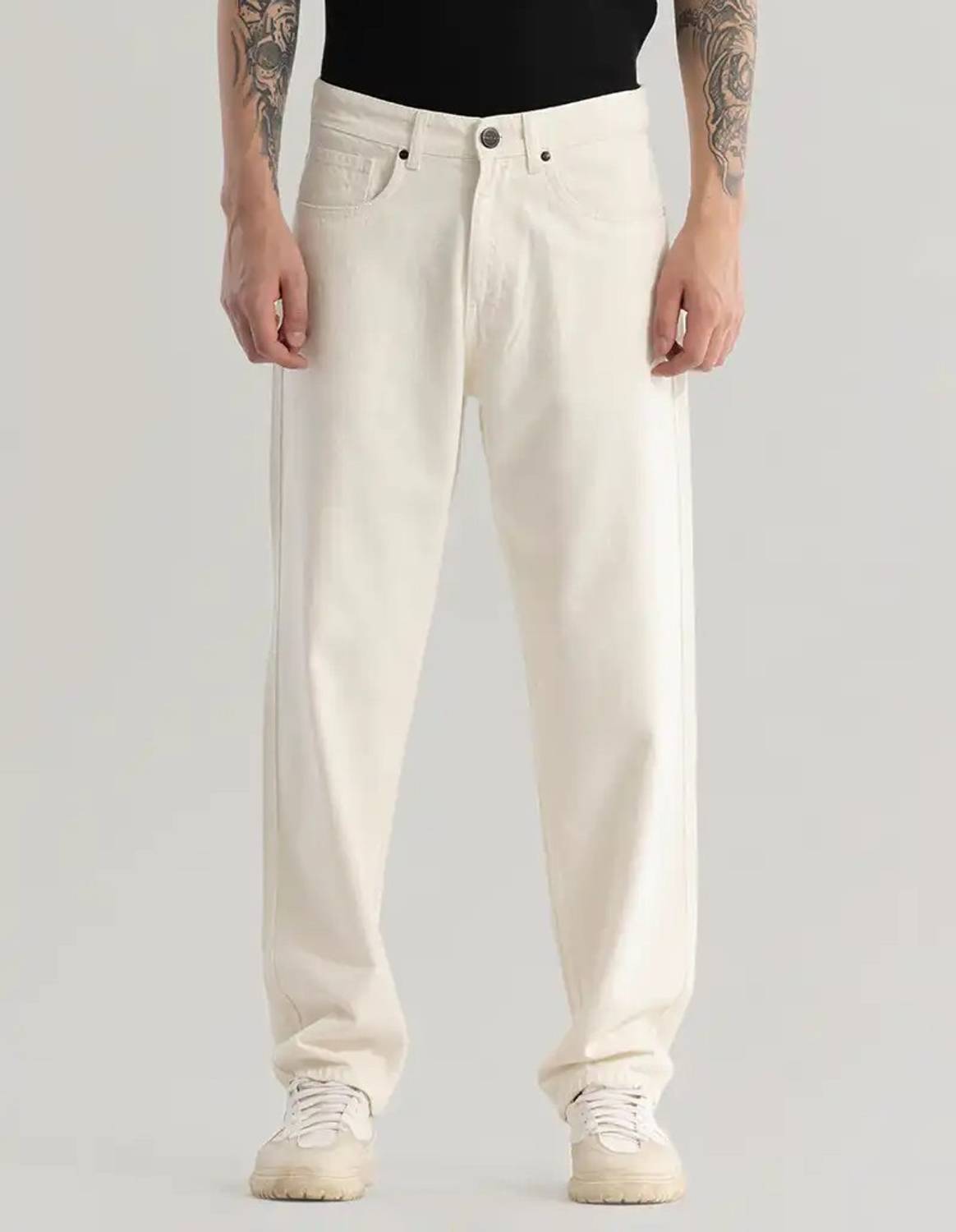 DENIM Straight Fit Men White Jeans - Image 1