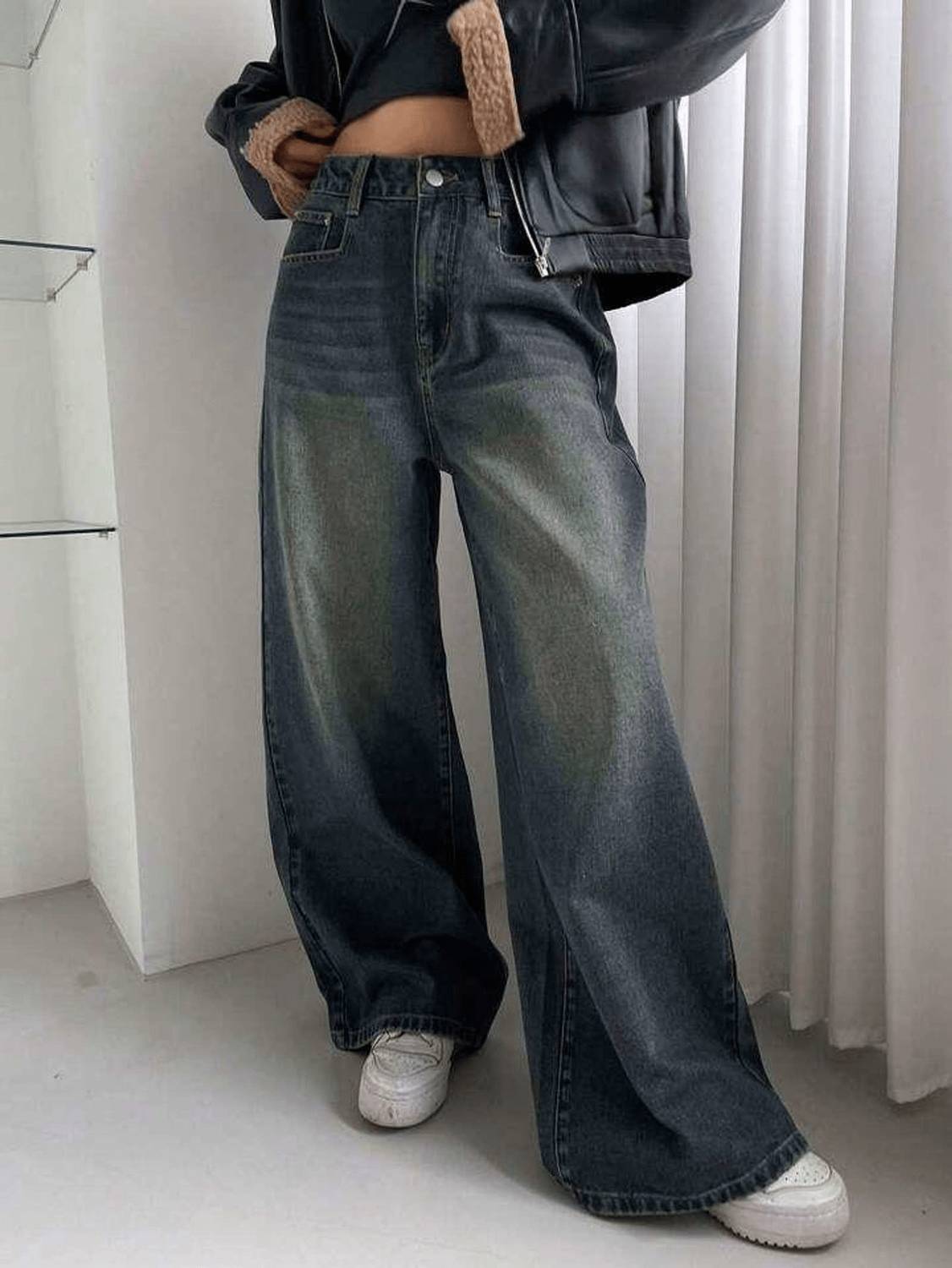 AAV2 Wide Leg Women Light Green Jeans