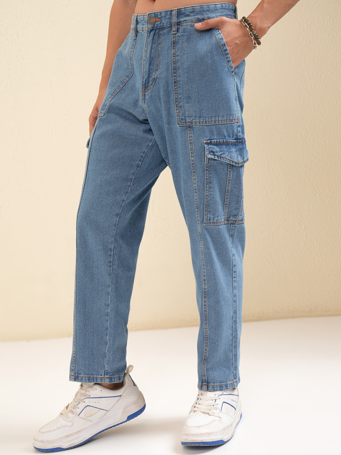 Image of HIGHLANDER Tapered Fit Men Light Blue Jeans