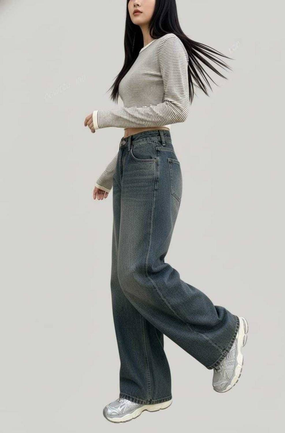Zuya Wide Leg Women Green Jeans - Image 2