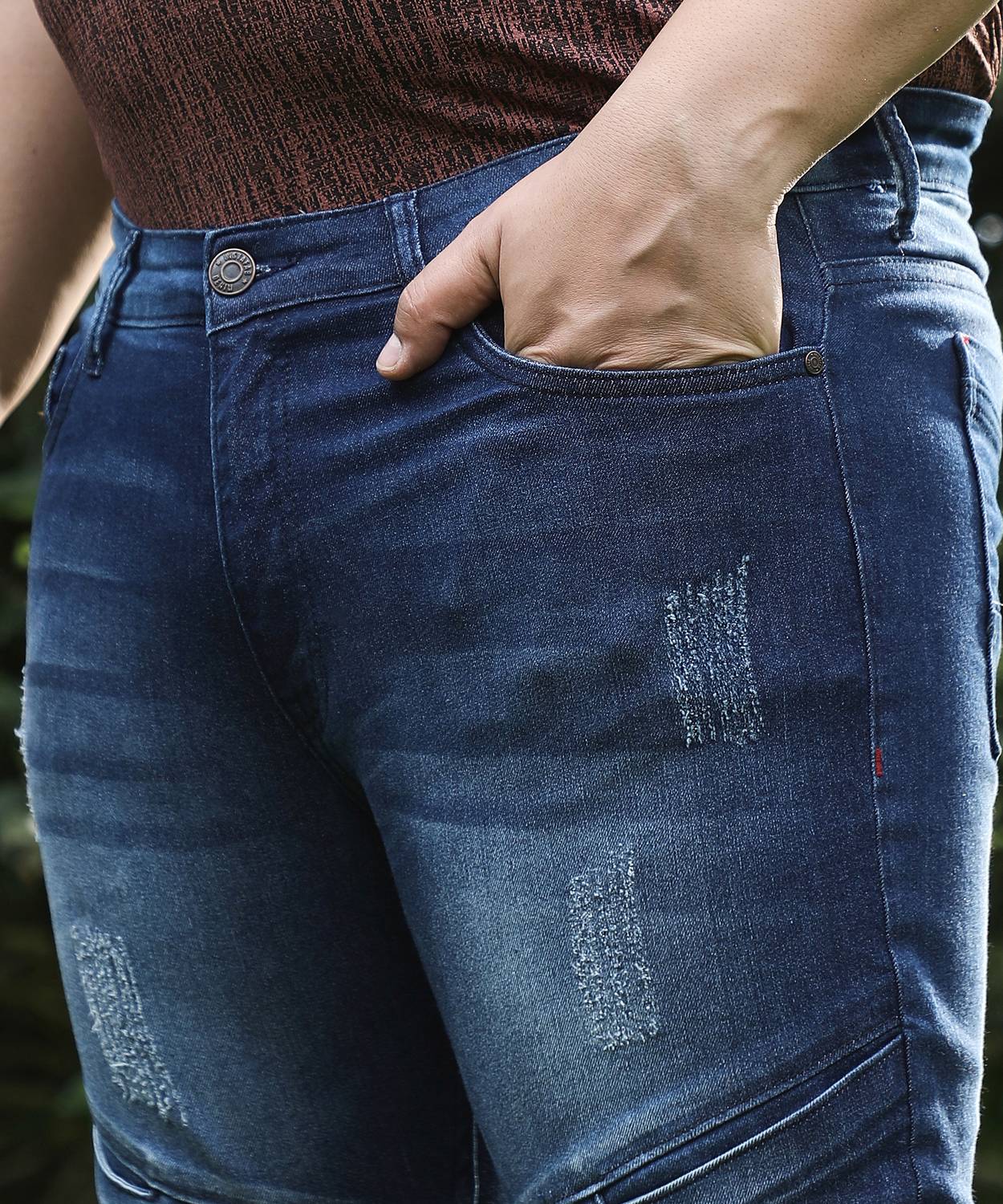 Instafab Plus Men Skinny Mid Rise Blue Jeans - Image 5