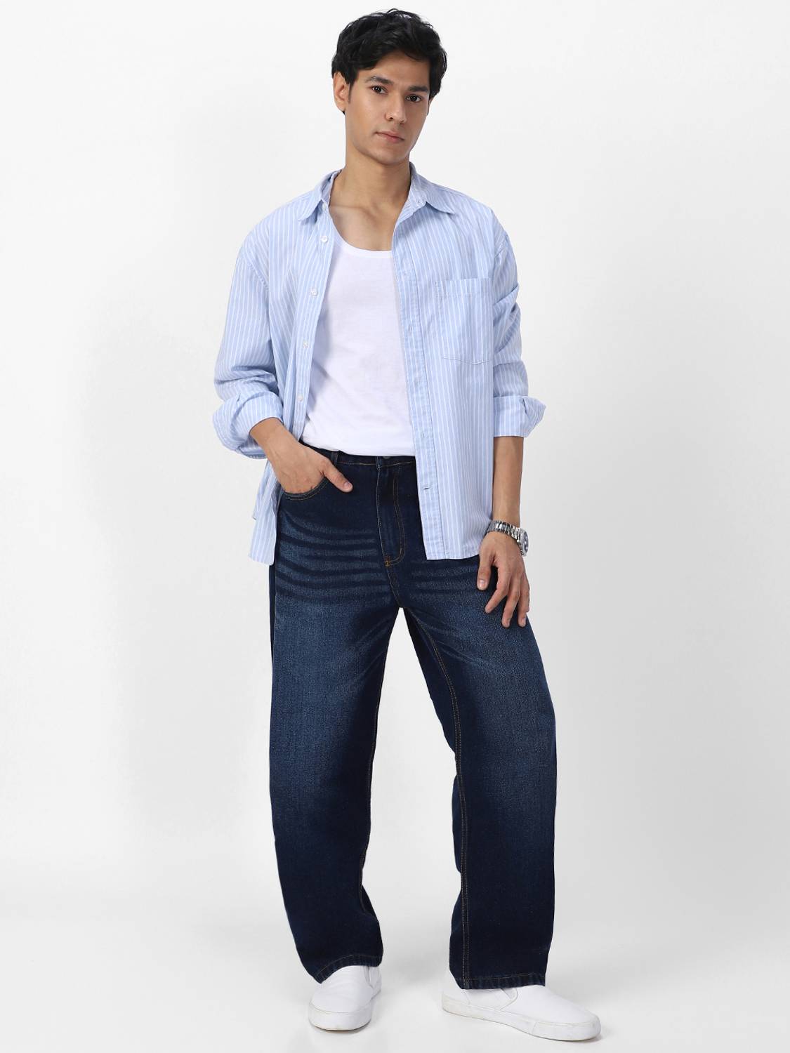 Urbano Men Dark Blue Loose Fit Jeans - Image 4