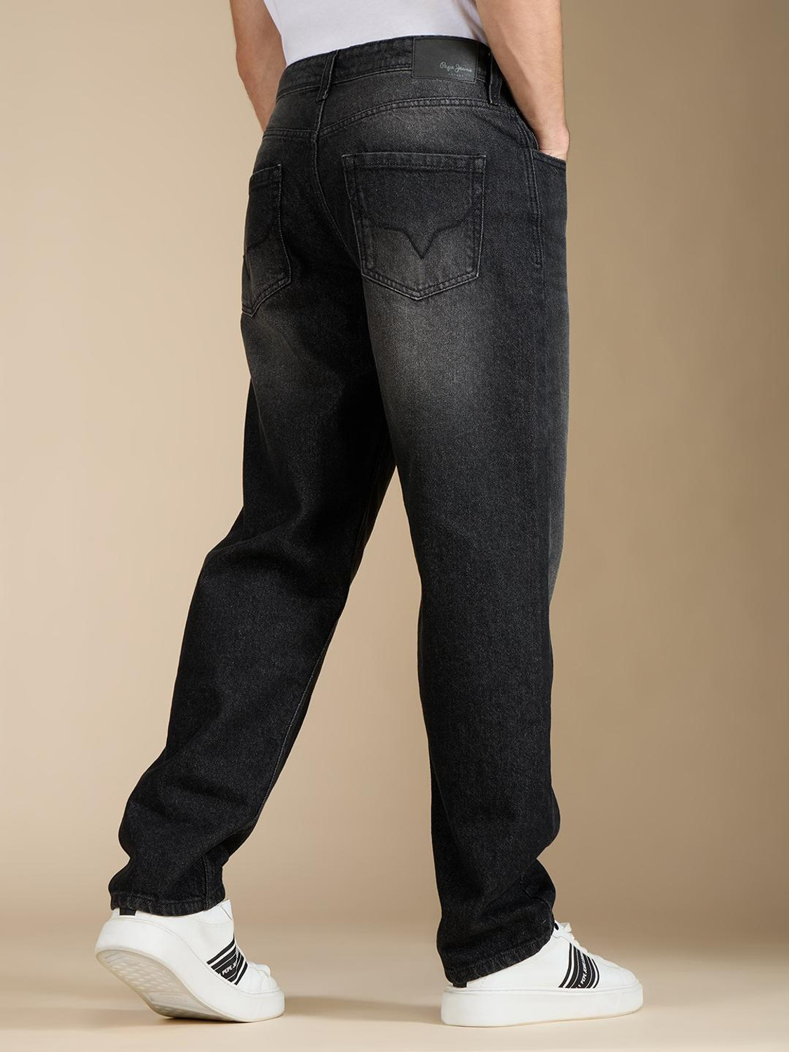 Image of Pepe Jeans Relaxed Fit Men Black Jeans