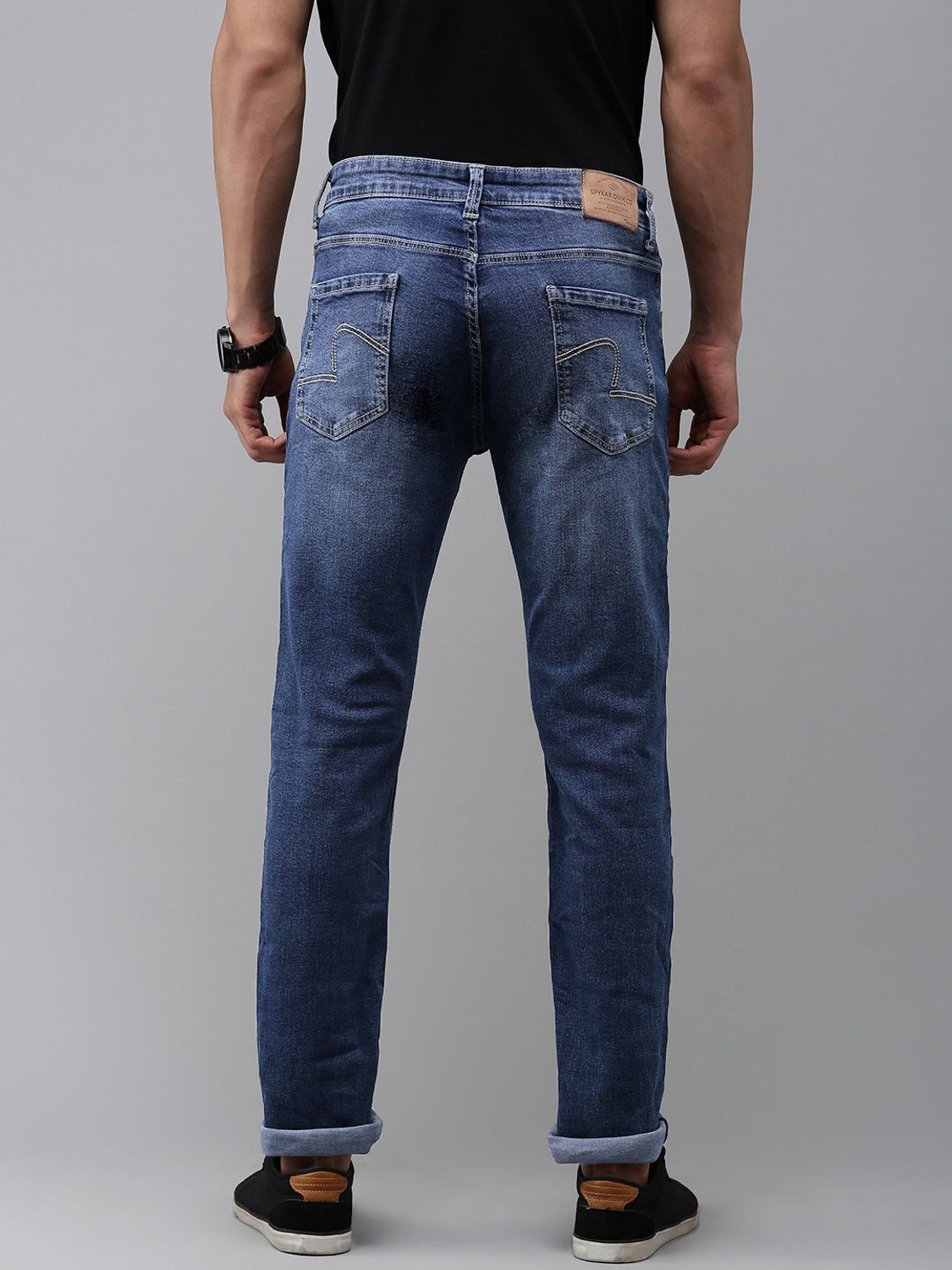 Image of Spykar Straight Fit Men Dark Blue Jeans