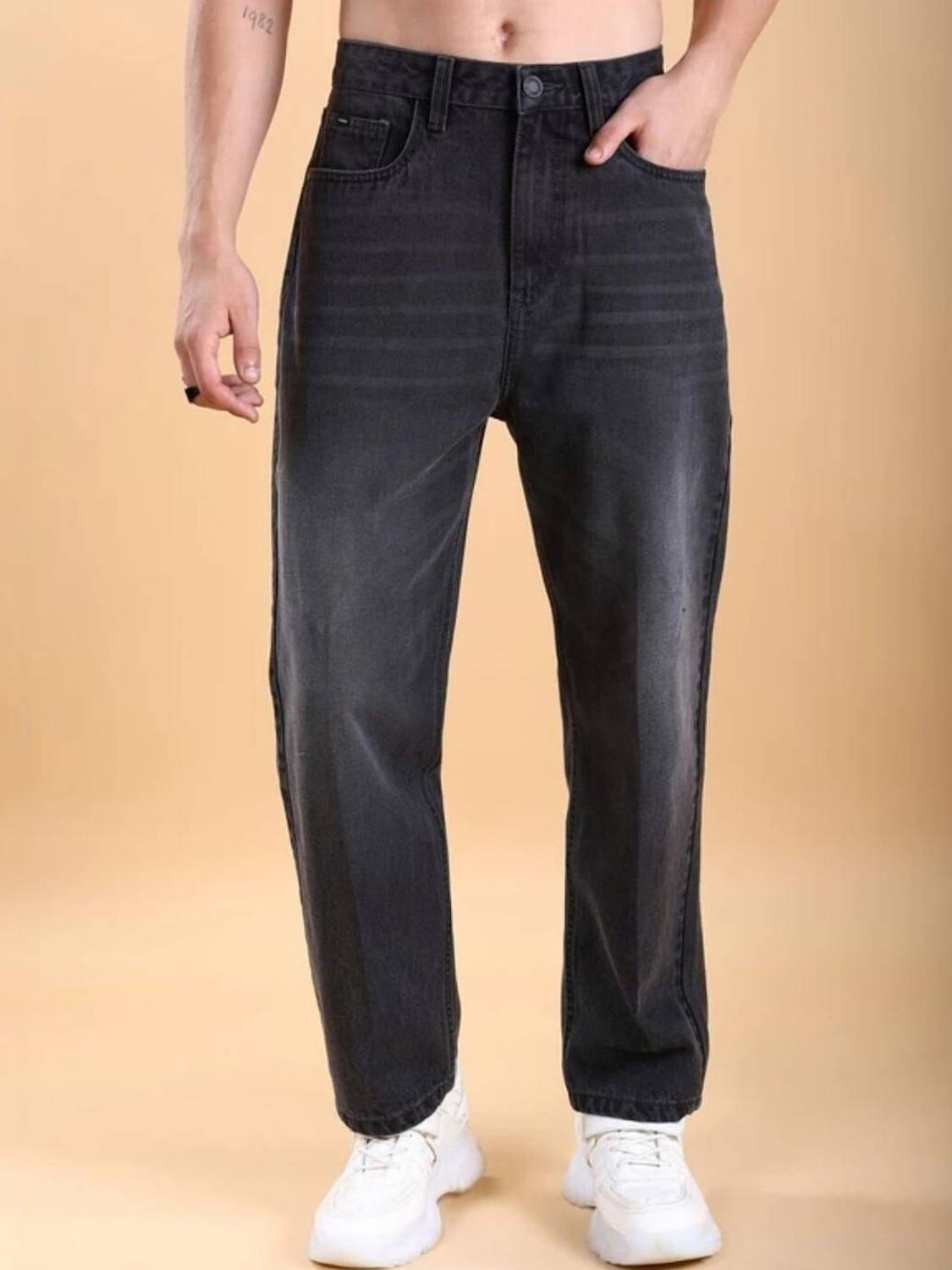 Encrypt Loose Fit Men Black Jeans - Image 1