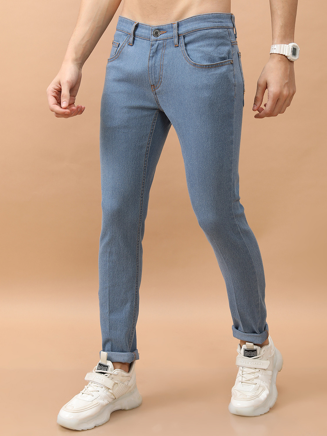 Image of HIGHLANDER Men Skinny Mid Rise Light Blue Jeans