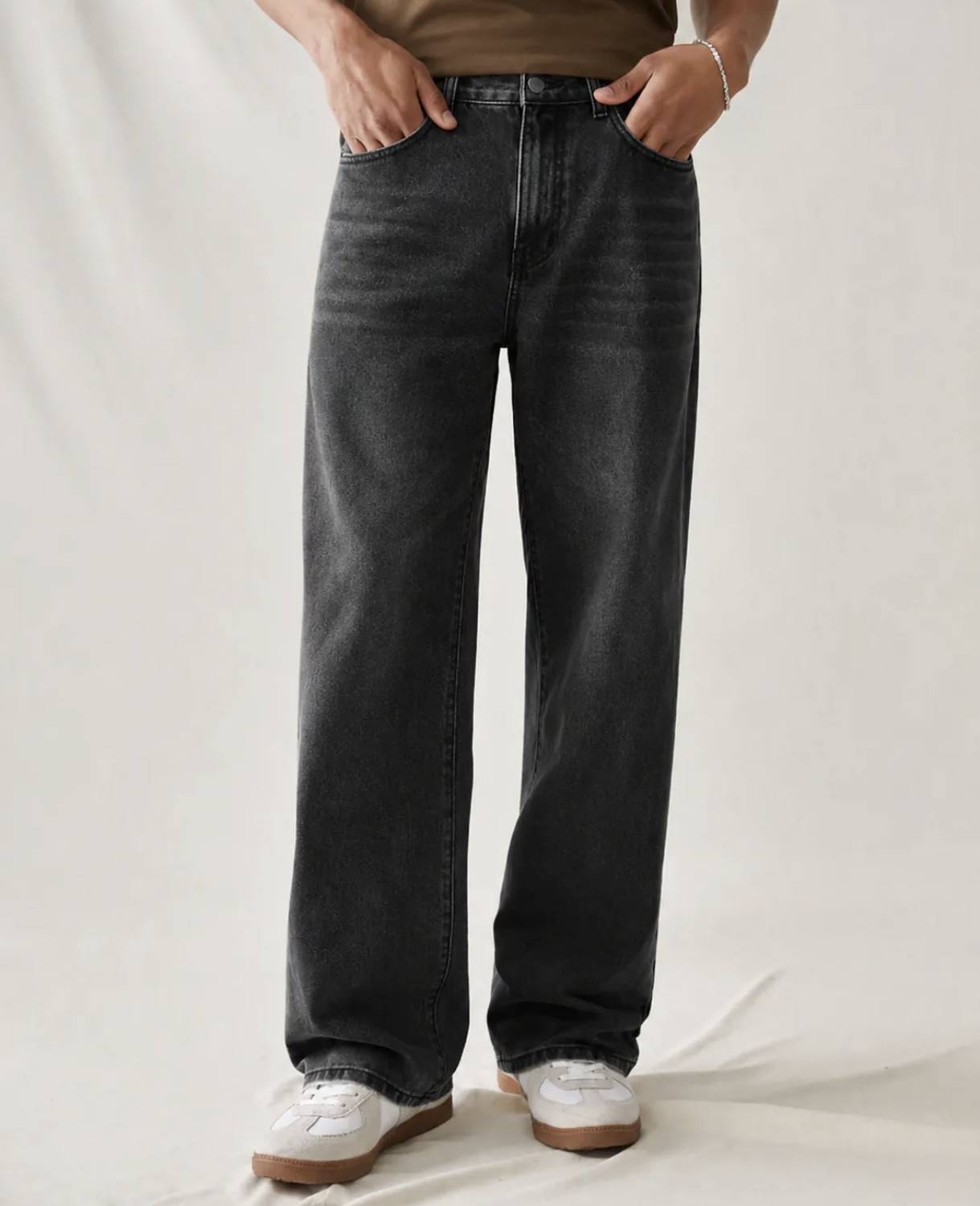 THE YARN CO. Men Black Baggy Fit Jeans - Image 1