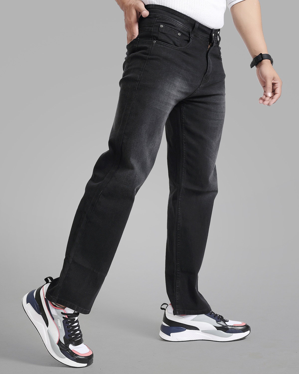 Image of METRONAUT Straight Fit Men Black Jeans