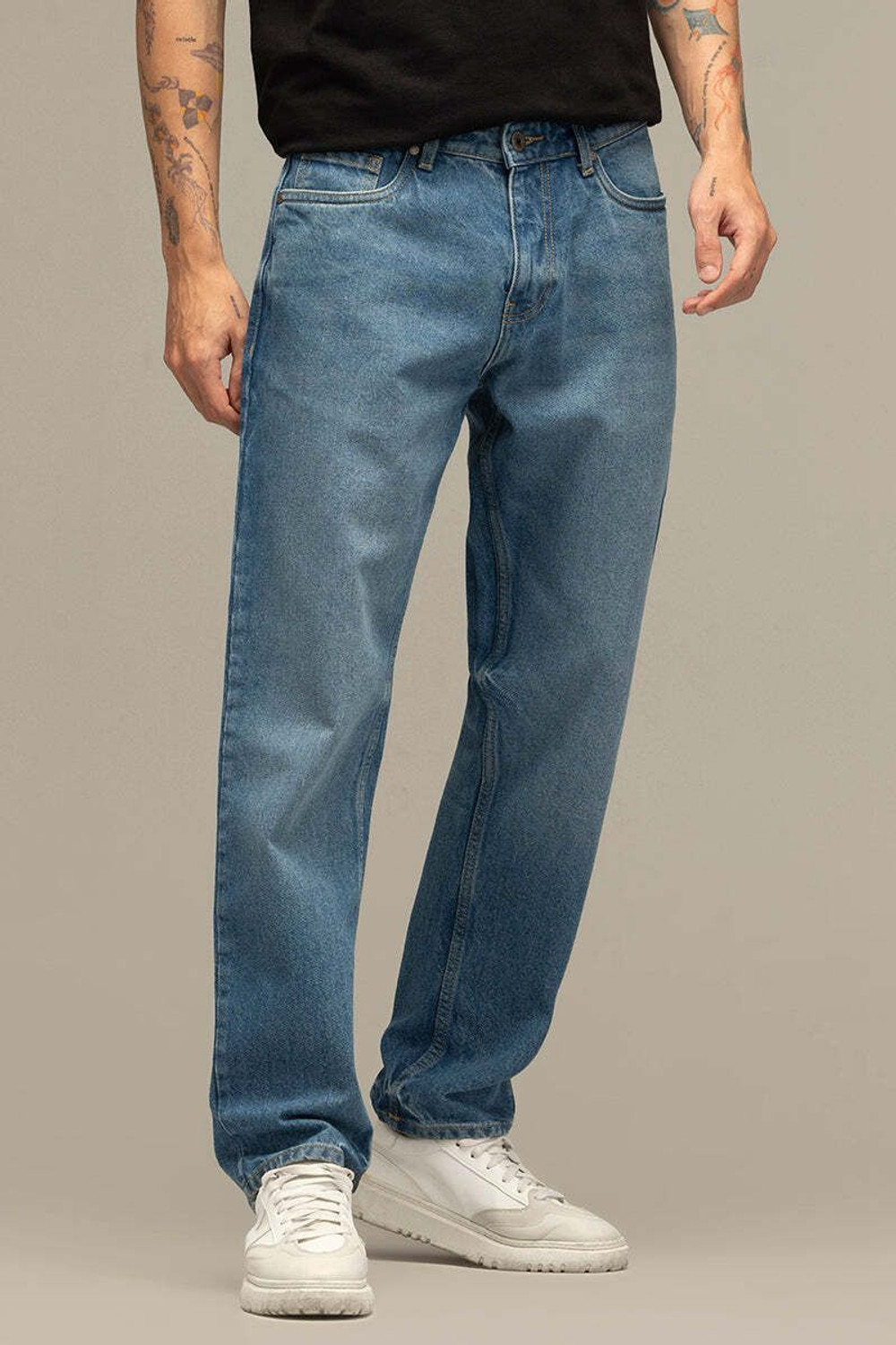Image of Snitch Relaxed Fit Men Blue Jeans