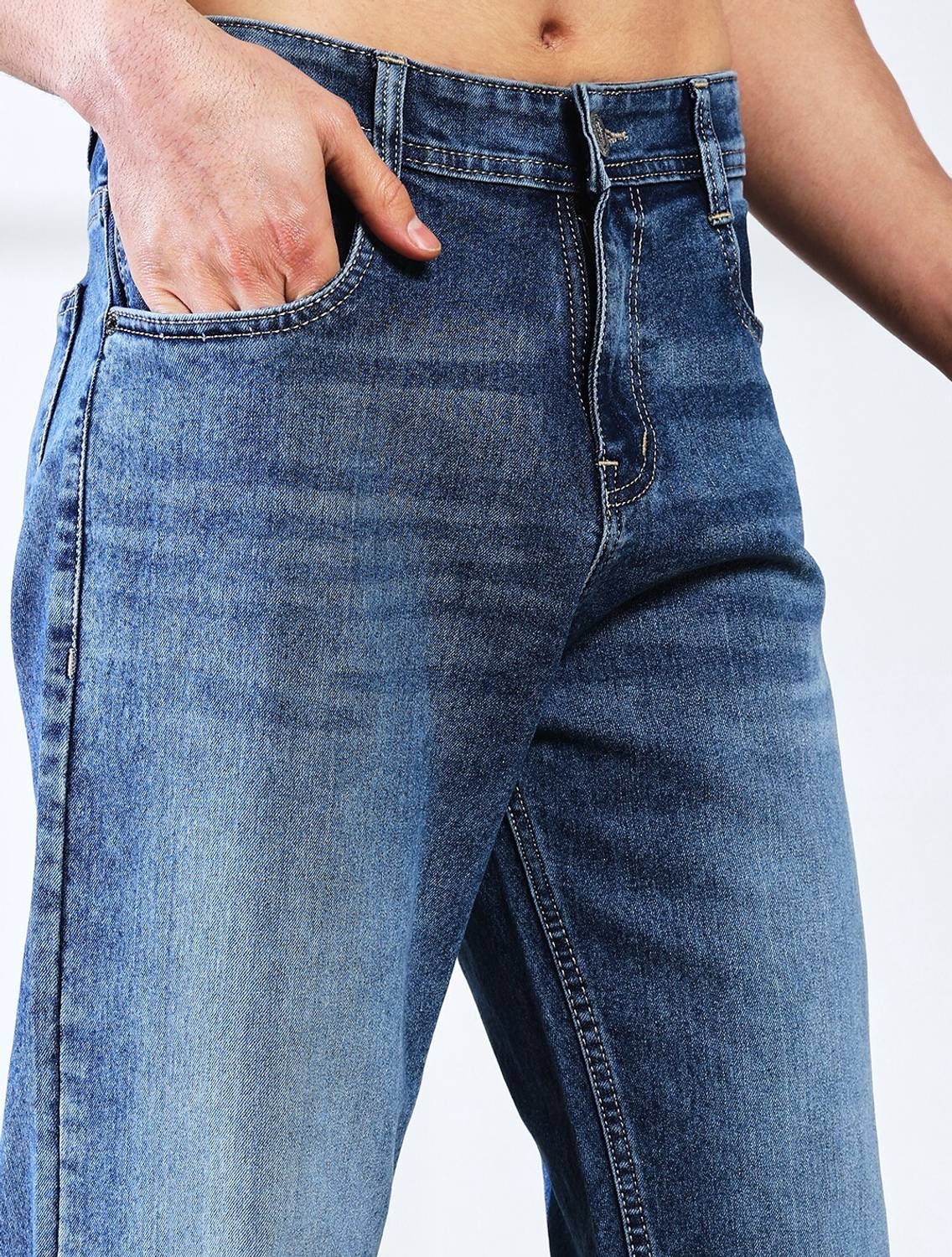 DENIM LOOK Relaxed Fit Men Light Blue Jeans - Image 4