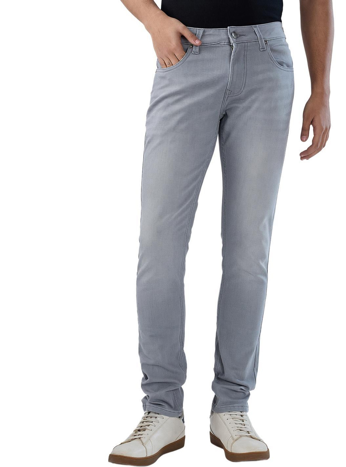 Image of Spykar Men Skinny Low Rise Grey Jeans