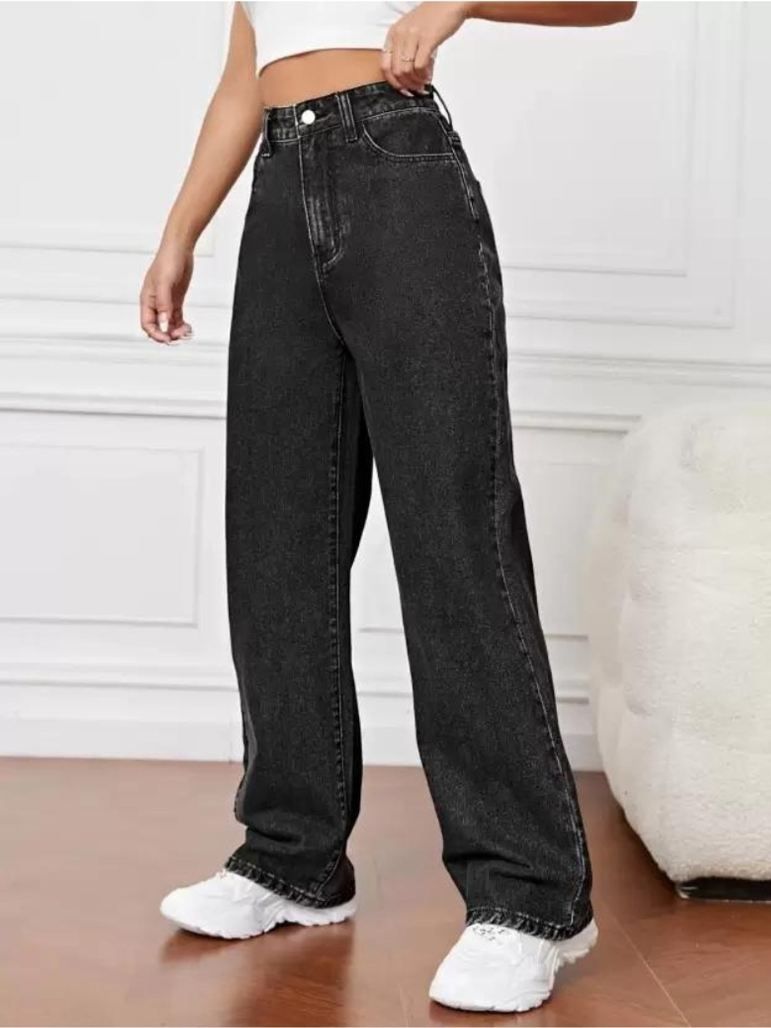Image of Crazeis Loose Fit Women Black Jeans