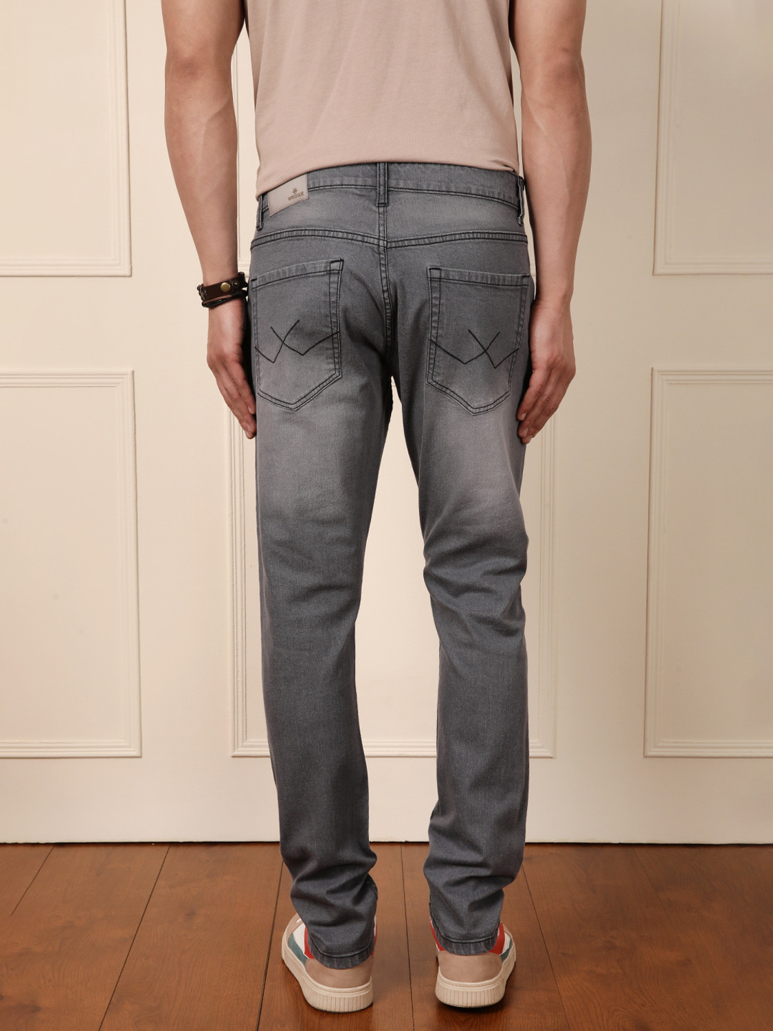 Image of WROGN Tapered Fit Men Grey Jeans