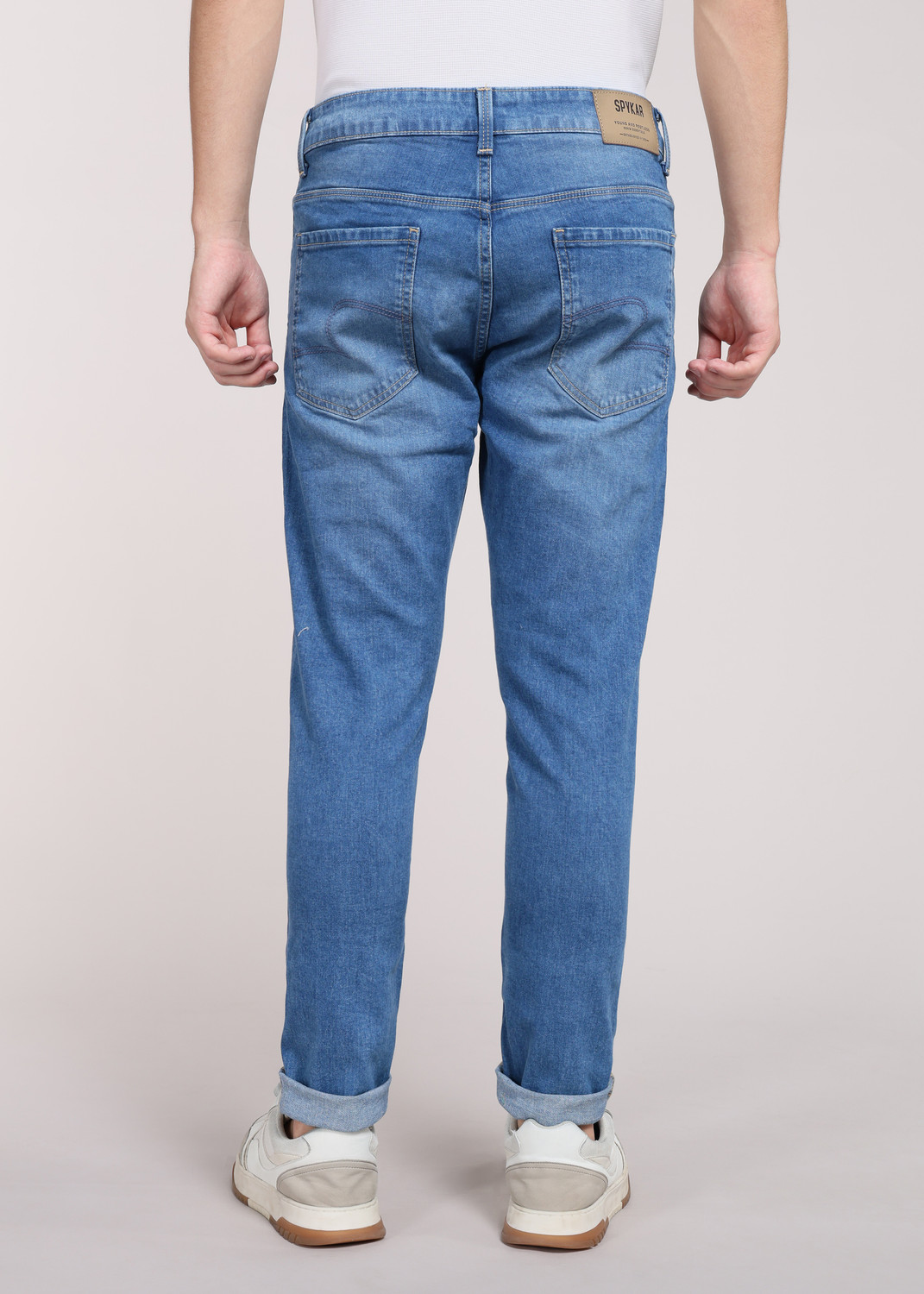 Image of Spykar Men Slim Mid Rise Blue Jeans