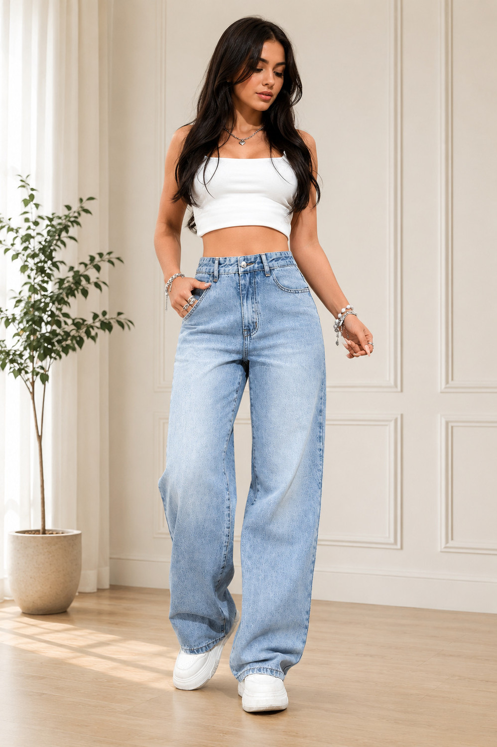 Image of DENIM LOOK Flared Women Light Blue Jeans