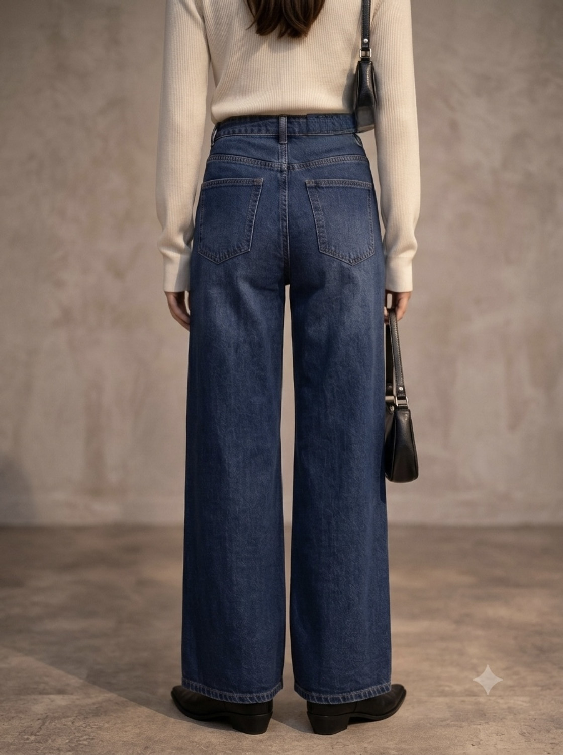 Image of MERCEL Women Loose Fit High Rise Dark Blue Jeans