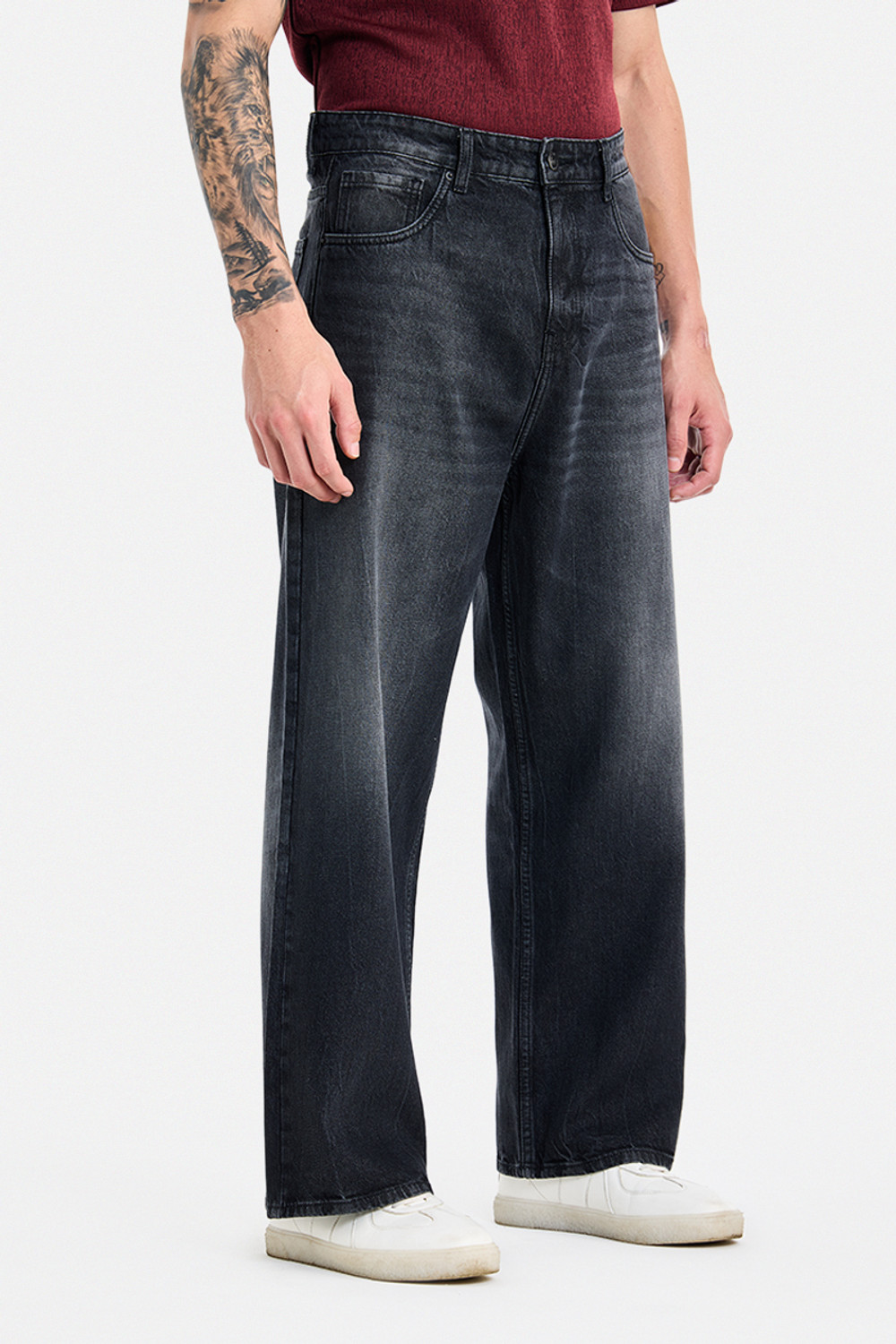 Image of Snitch Relaxed Fit Men Black Jeans