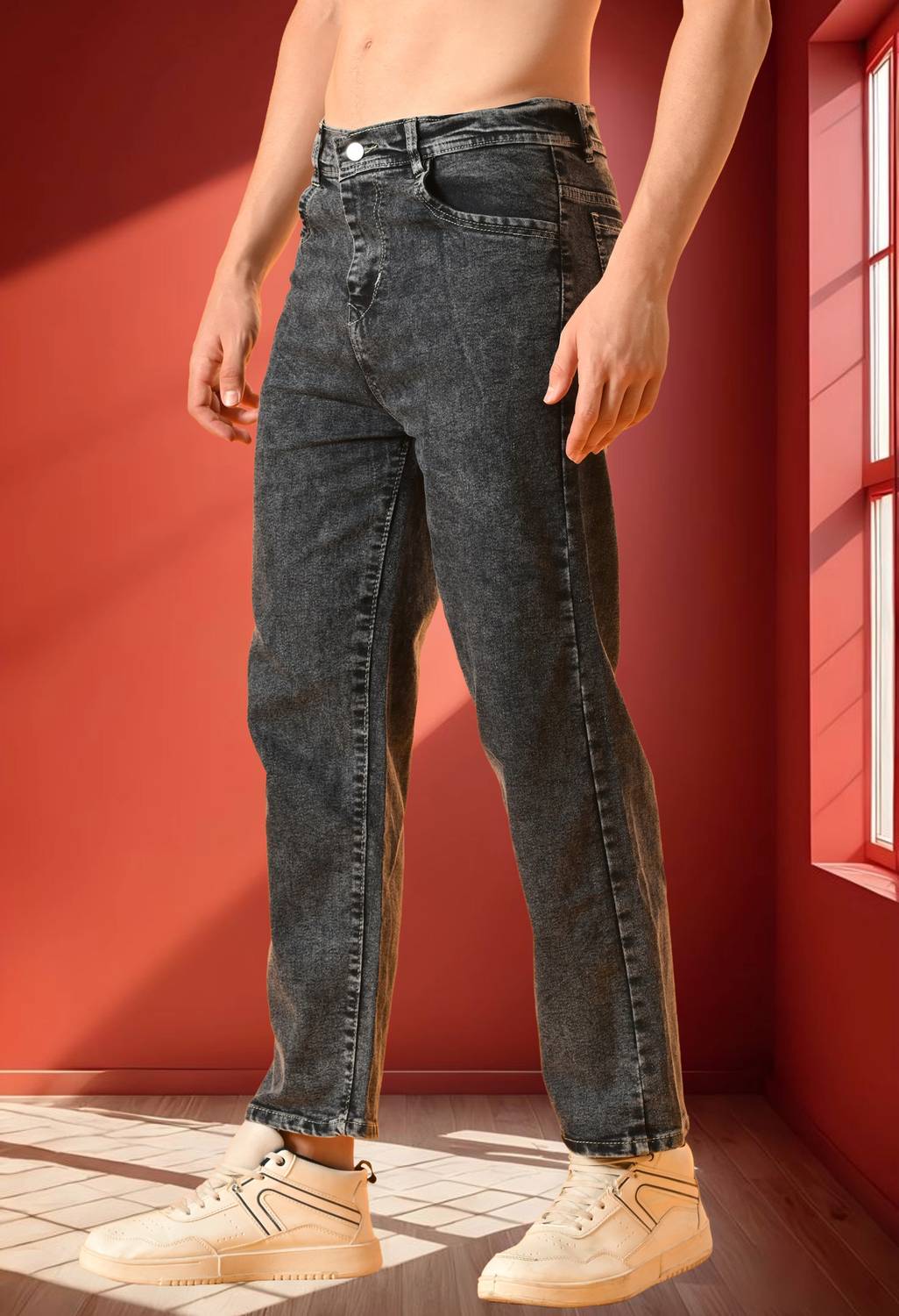 Nalaka Relaxed Fit Men Grey Jeans - Image 3