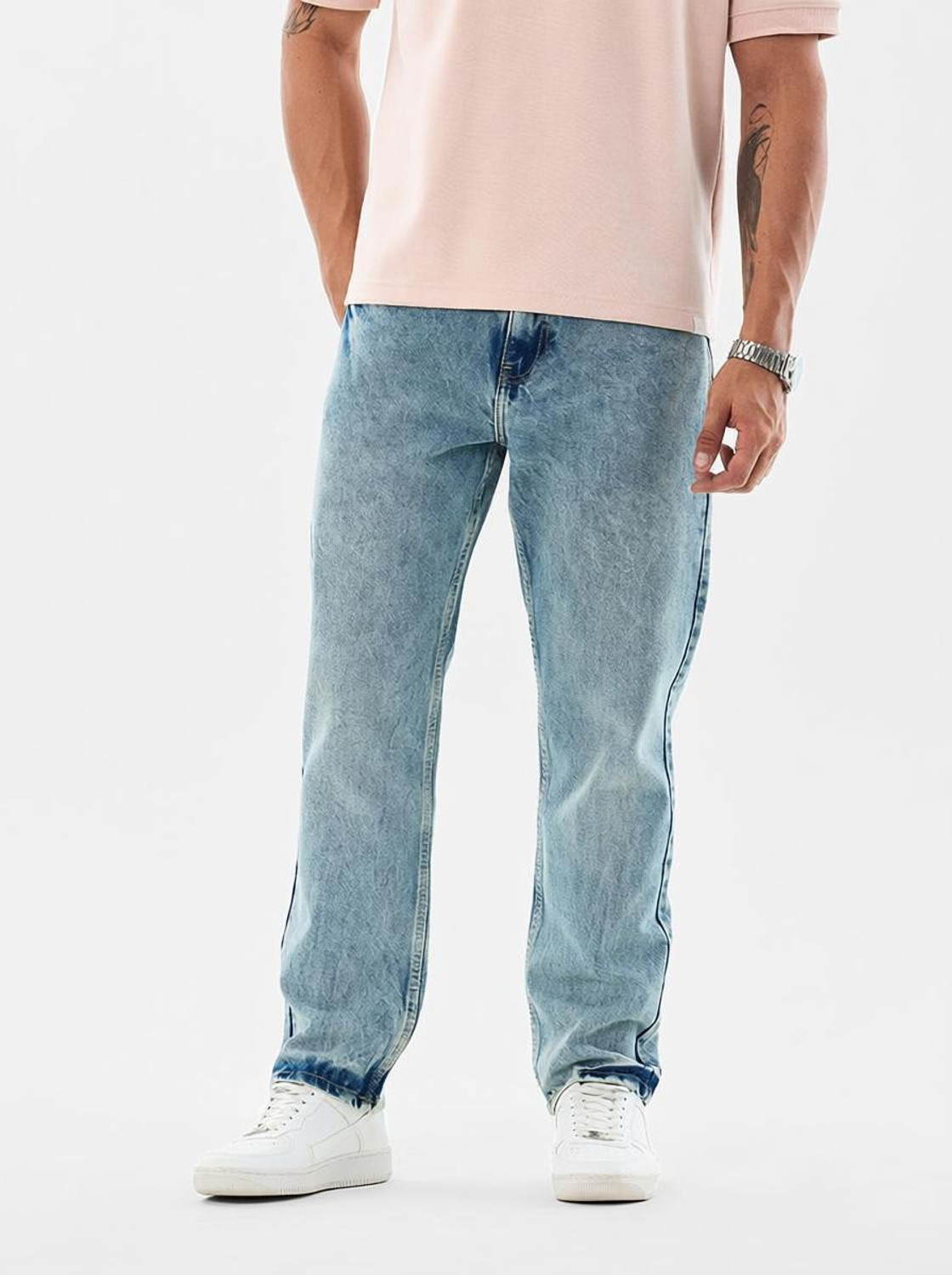 Image of Snitch Relaxed Fit Men Light Blue Jeans