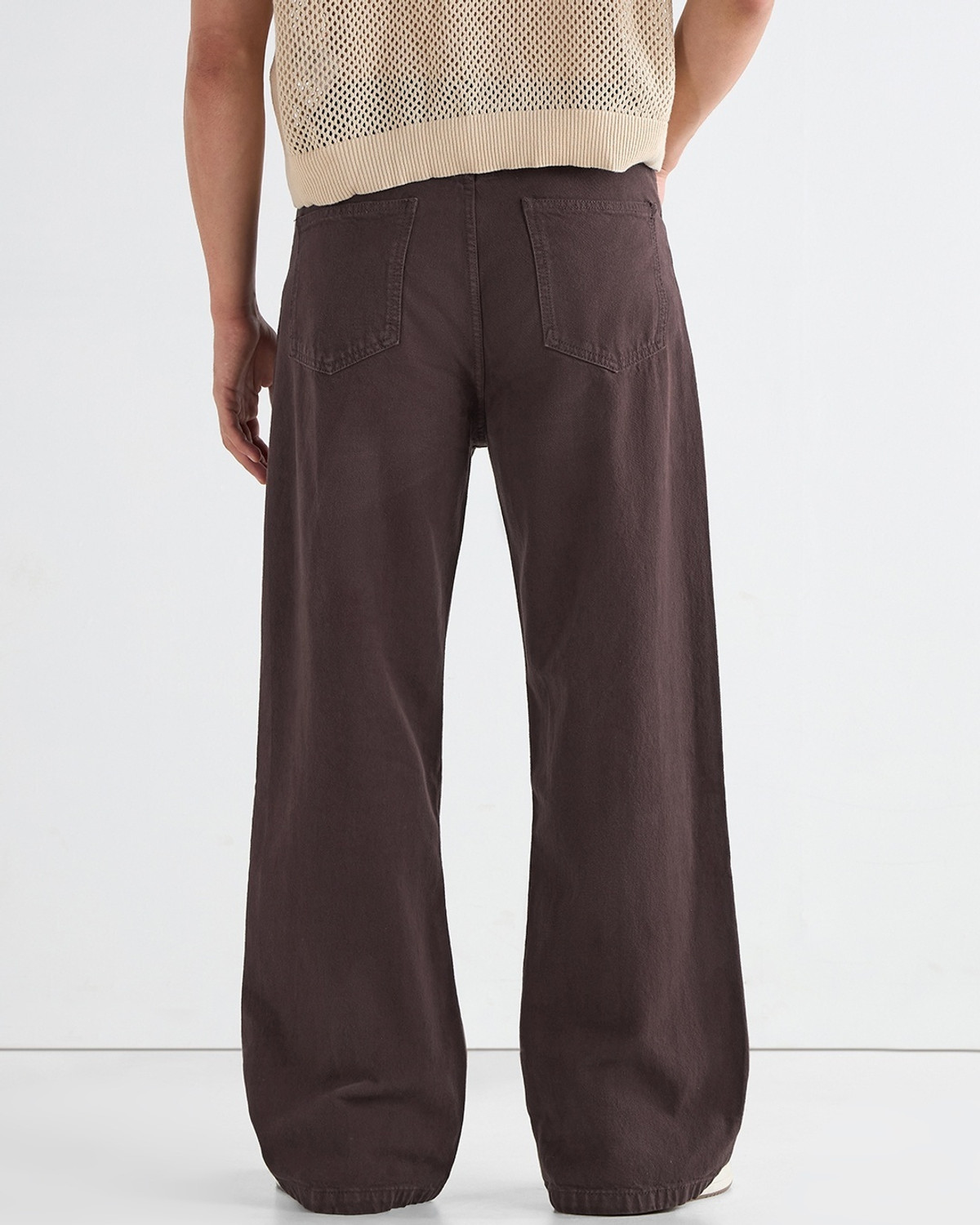 Image of BEWAKOOF Baggy Loose Fit Men Brown Jeans