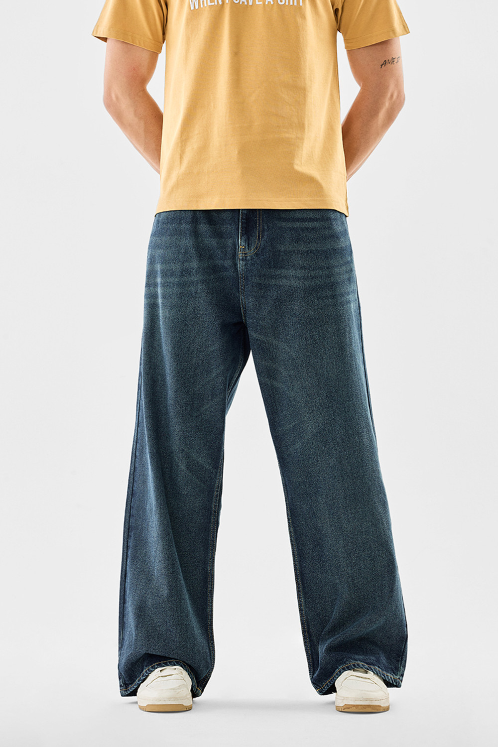 Image of Snitch Relaxed Fit Men Dark Blue Jeans