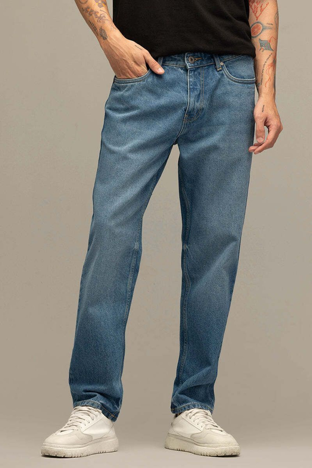 Image of Snitch Relaxed Fit Men Blue Jeans