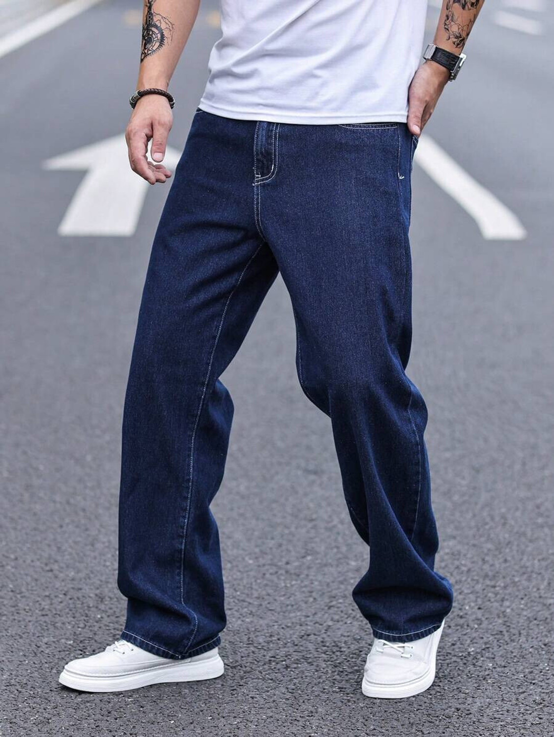 Image of DENIM LOOK Relaxed Fit Men Dark Blue Jeans