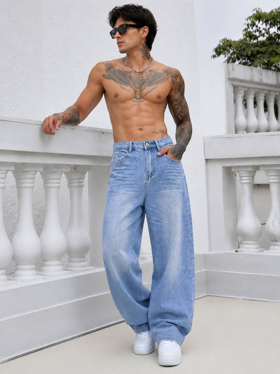 MERRYNX Straight Fit Men Light Blue Jeans - Image 1