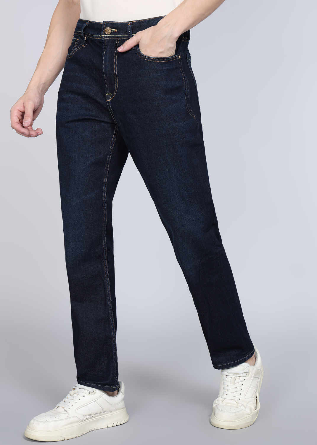 Image of KILLER Men Slim Mid Rise Dark Blue Jeans