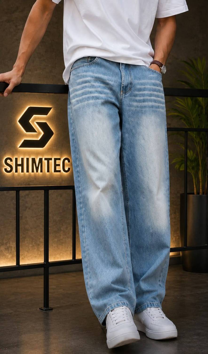 BOLD & BARE Baggy Fit Men Light Blue Jeans - Image 1